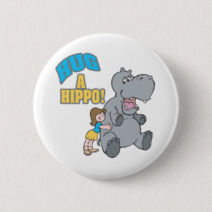 een hippo schattige cartoon omhelzen ronde button 5,7 cm