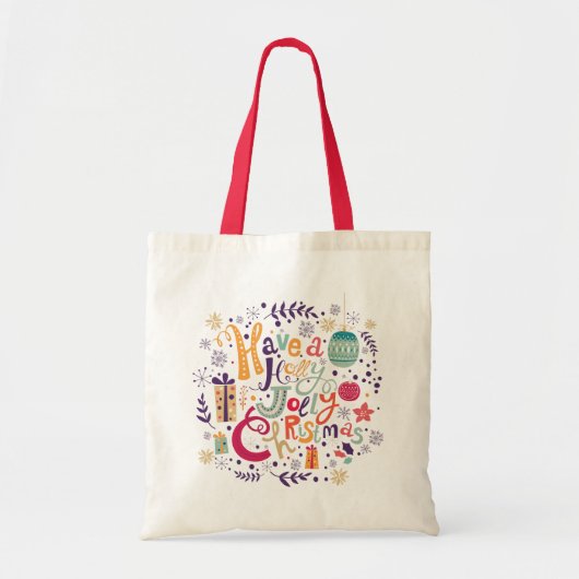 Een Holly Jolly-kersttekstontwerp hebben Tote Bag (Voorkant)