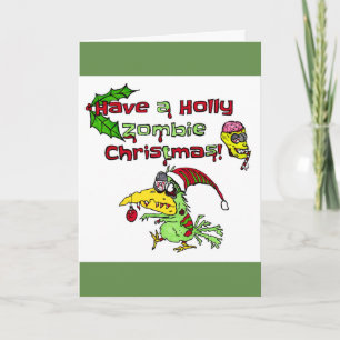 Een Holly Zombie Kerstmis! Feestdagen Kaart