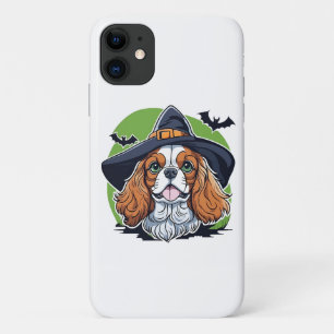 Een hond die een heksenhoed met vleermuizen draagt iPhone 11 hoesje