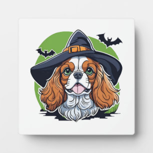 Een hond die een heksenhoed met vleermuizen draagt fotoplaat