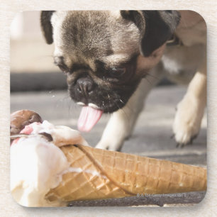 Een hond die een ijsje uit een bedekking eet bier onderzetter