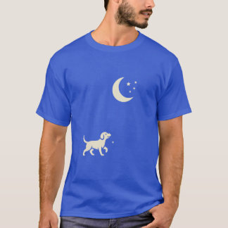 een hond een maan en sterren t-shirt