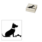 Een hond met botten 	rubberstempel (Gestempeld)