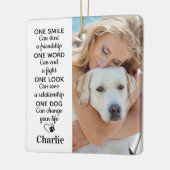 Één hond Persoonlijke 2 huisdier foto hond liefheb Keramisch Ornament (Links)