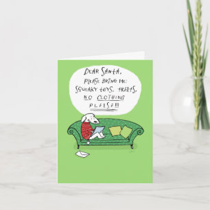 Een hond zijn brief aan de Kerstman Funny Cartoon Feestdagen Kaart
