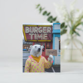 Een hongerig Polar Beer in een Polka Dot Jacket Briefkaart (Staand voorkant)