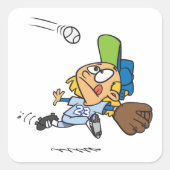 Een honkbal vangen vierkante sticker (Voorkant)