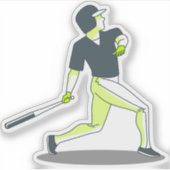 een honkbalspeler die de bal heeft geraakt sticker (Voorkant)