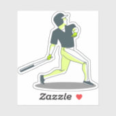 een honkbalspeler die de bal heeft geraakt sticker (Vel)