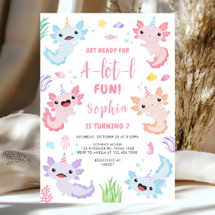 Een hoop leuke Axolotl-kinderverjaardagsuitnodigin Kaart