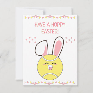 Een Hoppy Easter Cute Kawaii Tennis Ball Bunny Feestdagenkaart