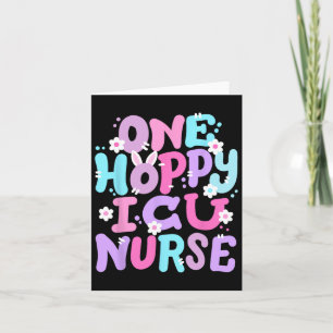 Een Hoppy Icu Nurse Retro Groovy Happy Easter Bunn Kaart