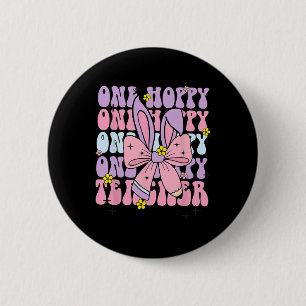 Een Hoppy Teacher Retro Bunny Paasleraar Appre Ronde Button 5,7 Cm
