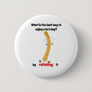een hotdog grap geeft een glimlach! ronde button 5,7 cm