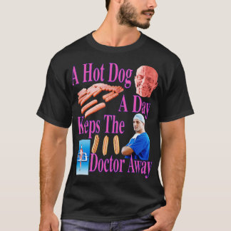 Een hotdog per dag houdt de arts weg glinsterende t-shirt