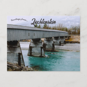 Een Houten Overdekte Brug in Liechtenstein Briefkaart
