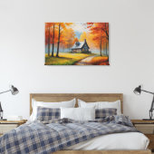 Een huis in de bossen schilderij canvas afdruk (Insitu (Slaapkamer))