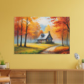 Een huis in de bossen schilderij canvas afdruk (Insitu (Woonkamer))