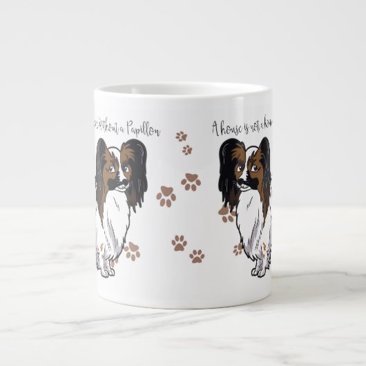 Een huis is geen thuis zonder Papillon-Mok Grote Koffiekop (Voorkant)