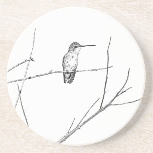 Een Hummingbird op een stok Zandsteen Onderzetter