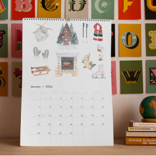 Een Hygge Leven Watercolor Illustraties Kalender