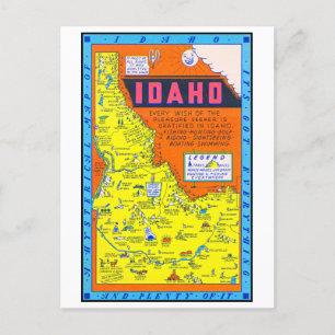 Een hysterische retro kaart van Idaho 1949
