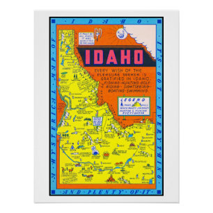 Een hysterische retro kaart van Idaho 1949 Perfect Poster