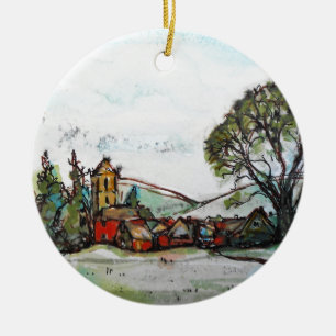Een Idyllic British Village-schets Keramisch Ornament