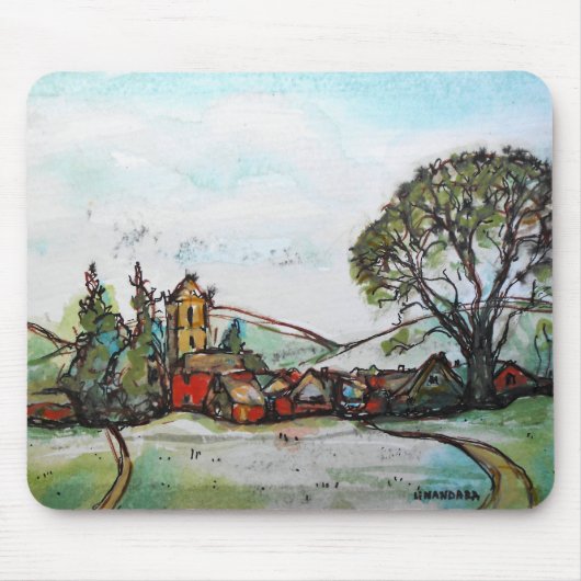 Een Idyllic British Village-schets Muismat (Voorkant)