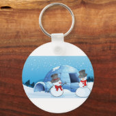 een igloo en sneeuwpoppen sleutelhanger (Voorkant)