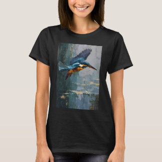 Een ijsvogel duikt nabij water, Vogels in Beweging T-shirt