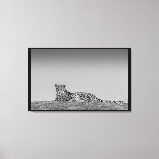Een Illusive Leopard Zwart & Wit Canvas Wall Art