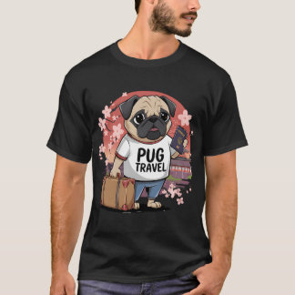 Een illustratie van een pug die een draagt met de t-shirt