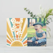 Een in de Sun Retro Boho Hippie First Birthday Kaart (Staand voorkant)