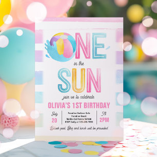 Een in de zon 1e verjaardag zwembad feest kaart