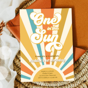 Eén in de zon Retro Boho Hippie Eerste Verjaardag Kaart
