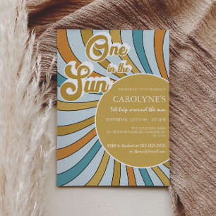 Een in de zon Sunshine Retro 1e verjaardag Kaart