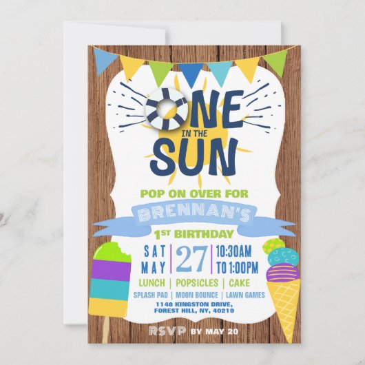 Eén in de zon Zomer Vibes 1e verjaardag Kaart (Voorkant)