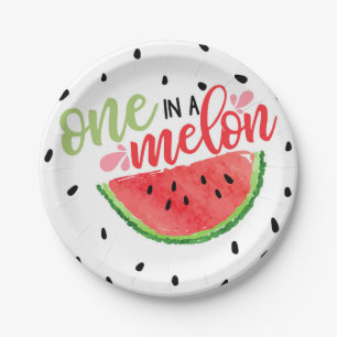 Een in een Bord van Melon Watermeloen - Rood