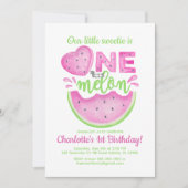 Een in een meloen 1e verjaardag meisje uitnodiging (Voorkant)