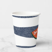 Een in een meloen 1e verjaardag Stripe Watermelon Papieren Bekers (Voorkant)