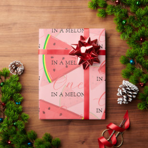 Een in een meloen 1e verjaardag watermeloen patroo cadeaupapier
