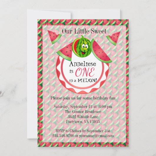 Een in een meloen Kind 1e verjaardag Kaart (Voorkant)
