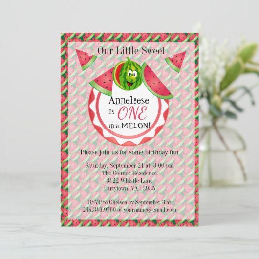 Een in een meloen Kind 1e verjaardag Kaart (Staand voorkant)