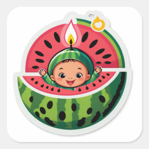 Eén in een Meloen – Slechtste 1e Verjaardagsverras Vierkante Sticker