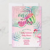 Eén in een Meloen Tropische Flamingo Watermeloen R Kaart (Voorkant)