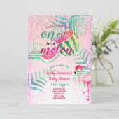 Eén in een Meloen Tropische Flamingo Watermeloen R Kaart (Staand voorkant)