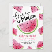 Een in een meloen verjaardagsfeestuitnodiging kaart (Voorkant)