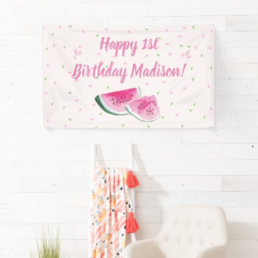 Een in een meloen verkuilt de eerste verjaardag spandoek (Insitu)